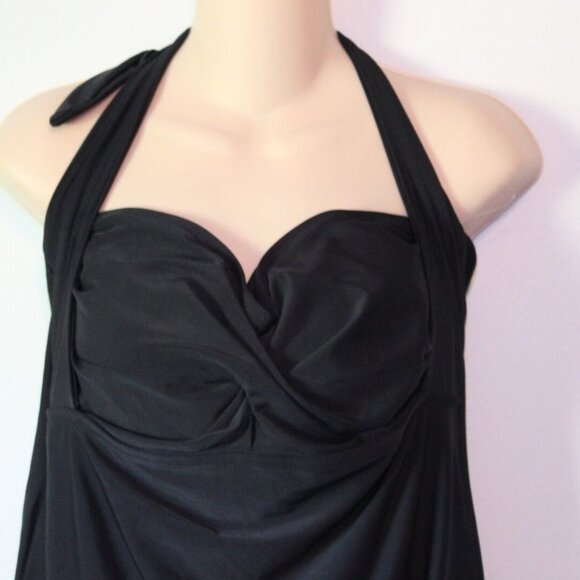 Swimsuits For All One Piece Halter Swimsuit Twisted Ruched Black Size 16 H13539 - Picture 2 of 8